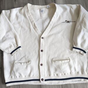 Vtg GAP‎ Cardigan Fisherman Embroidery Corduroy Elbow Patch XL
